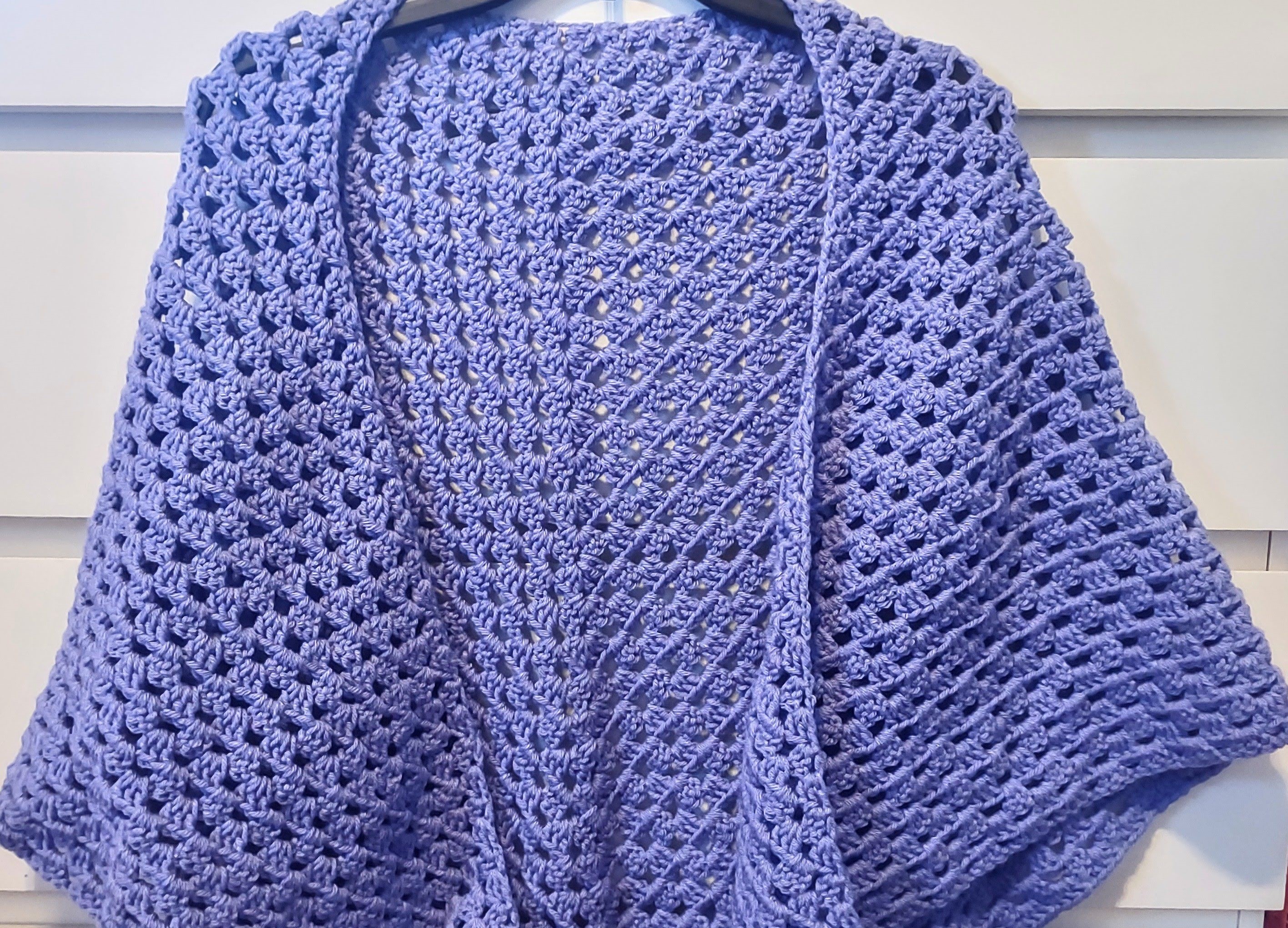 Me wearing a crochet shawl